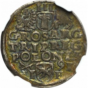 Sigismund III Vasa, 3 groschen 1591, Posen - NGC AU55