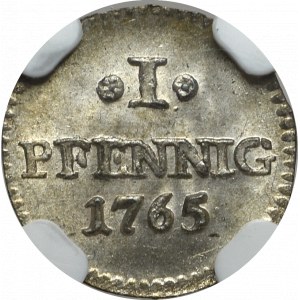 Germany, Saxony, 1 pfennig 1765 - NGC MS67