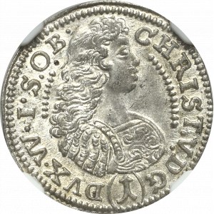 Schlesien, Duchy of Oels, Christian Ulricus, Kreuzer 1683 - NGC MS63