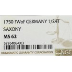 Germany, Saxony, Friedrich August II, 1/24 thaler 1750 - NGC MS62