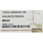 Niemcy, Republika Weimarska, 3 marki 1929 A, Berlin - NGC MS64