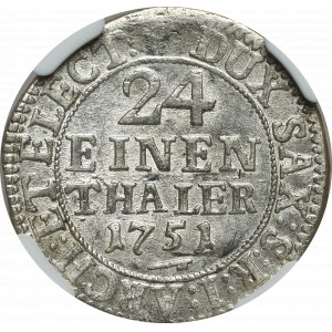 Frederick II August, 1/24 thaler 1751 - NGC UNC