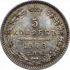 Russia, Nicholaus I, 5 kopecks 1848 HI