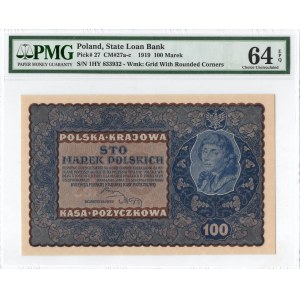 II RP, 100 marek polskich 1919 IH SERJA Y - PMG 64EPQ