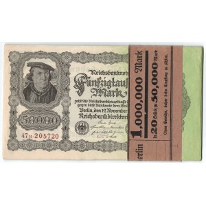 Niemcy, 50 000 marek 1922 - paczka bankowa (20 sztuk)