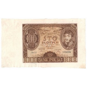 II RP, 100 złotych 1934 CF. - ręcznie wycięty z arkusza