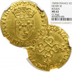 Henri III, Ecu d'or 1583, Rouen - NGC MS62