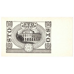 Czarnodruk rewersu 100 złotych 1940 - bez serii oraz numeracji