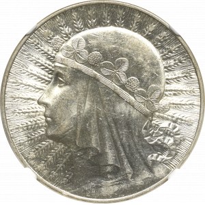 II Republic of Poland, 10 zlotych 1932, Women's Head - NGC MS62