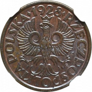 II Republic of Poland, 1 groschen 1928 - NGC MS64 BN