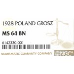 II Republic of Poland, 1 groschen 1928 - NGC MS64 BN