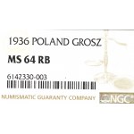 II RP, 1 grosz 1936 - NGC MS64 RB