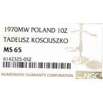 PRL, 10 złotych 1970 Kościuszko - NGC MS65