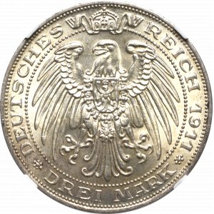 Niemcy, Prusy, 3 marki 1911 - 100-lecie Uniwersytetu Wrocławskiego NGC MS63