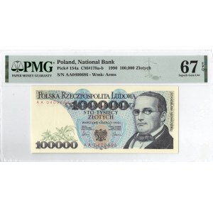100.000 złotych 1990 AA - PMG 67EPQ
