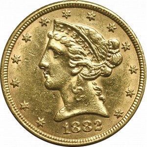 USA, 5 dolarów 1882