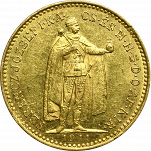 Węgry, Franciszek Józef I, 10 koron 1911 KB, Kremnica