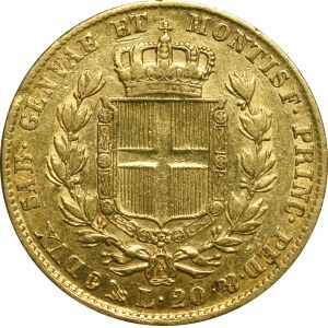Italy, Sardinia, 20 lira 1849