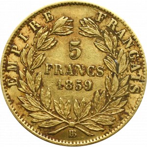 Francja, 5 Franków 1859 BB, Strasbourg