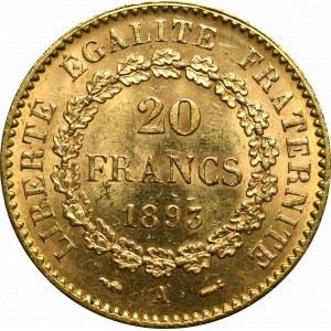 France, 20 francs 1893