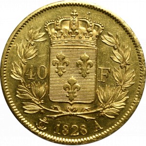 France, Charles X, 40 francs 1828