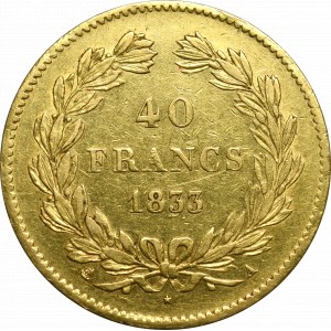 Francja, Ludwik Filip I, 40 franków 1833
