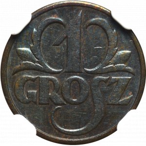 II Republic of Poland, 1 groschen 1930 - NGC AU58 BN