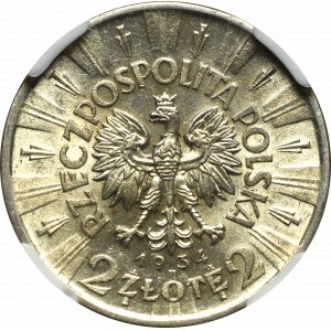 II Republic of Poland, 2 zlote 1934 Pilsudski - NGC AU55