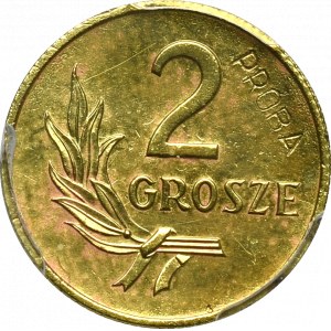 PRL, 2 grosze 1949 - Próba mosiądz PCGS SP62