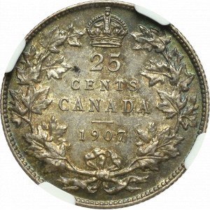 Canada, 25 cents 1907 NGC AU58