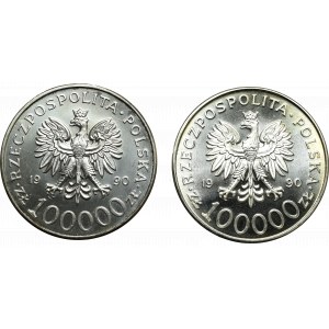 III RP, zestaw 2 x 100.000 złotych 1990 Solidarność