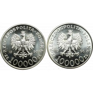 III RP, zestaw 2 x 100.000 złotych 1990 Solidarność