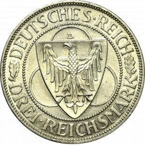 Republika Weimarska, 3 marki 1930 D, Monachium- Wyzwolenie Nadrenii