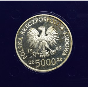 PRL, 5.000 złotych 1989 Jagiełło - popiersie