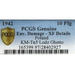 Getto w Łodzi, 10 fenigów 1942 - PCGS XF Details