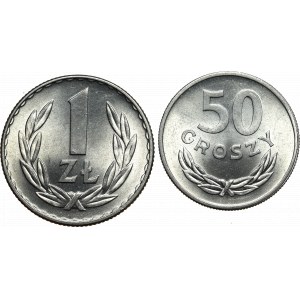 PRL, 1 złoty 1949 i 50 groszy 1949 - ZESTAW