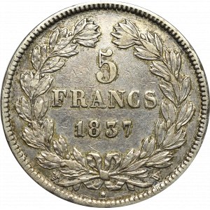 Francja, 5 franków 1837