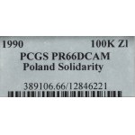 III RP, 100.000 złotych 1990 Solidarność D - PCGS PR66 Deep Cameo