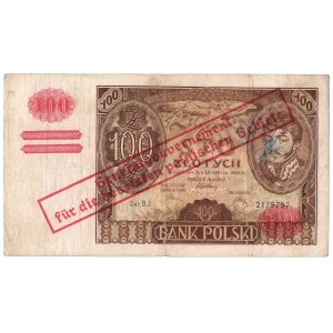 GG, 100 złotych 1934 BJ. z fałszywym nadrukiem