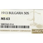 Bułgaria, 50 stotinek 1913 - NGC MS63