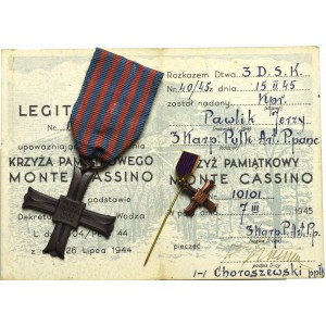 PSZnZ, Krzyż Monte Cassino z legitymacją - 3 Karpacki Pułk Artylerii Przeciwpancernej