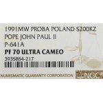 III RP, 200.000 złotych 1991 Jan Paweł II - Próba NGC PF70