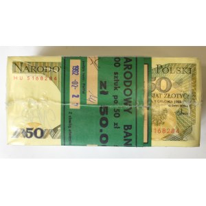 PRL, 50 złotych 1988 HU duża paczka bankowa (10 x 100 egzemplarzy)