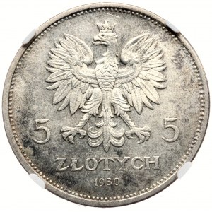 II RP, 5 złotych 1930, Sztandar - NGC MS64+