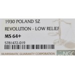 II Republic of Poland, 5 zloty 1930 November uprising - NGC MS64+