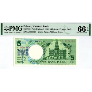 IIIRP, 5 złotych 1990 - A - PMG 66 EPQ