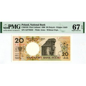 IIIRP, 20 złotych 1990 - A - PMG 67 EPQ