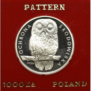 PRL, 1.000 złotych 1986 Ochrona środowiska - Próba Sowa Ag