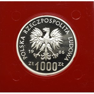 PRL, 1.000 złotych 1986 Ochrona środowiska - Próba Sowa Ag