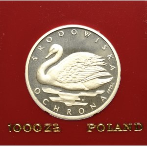 PRL, 1.000 złotych 1984 Ochrona środowiska - Próba Łabędź Ag